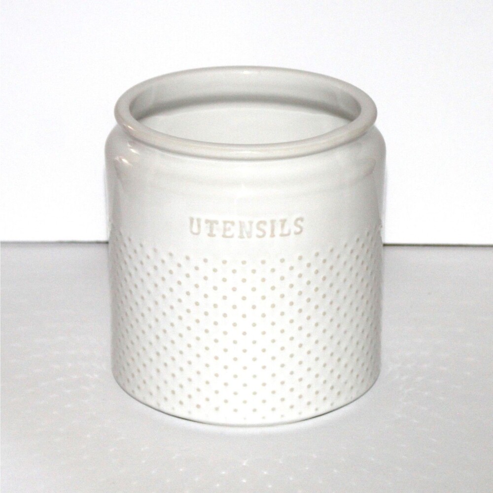 Better Homes & Gardens Modern Farmhouse Utensil Holder large white stoneware 7"